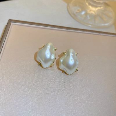 JWER jauni eleganti franču baroka pērļu auskari korejiešu modes neregulāras rotaslietas sievietēm, izsmalcināti neparasti aksesuāri