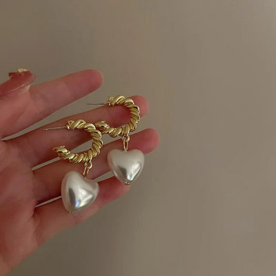 JWER jauni eleganti franču baroka pērļu auskari korejiešu modes neregulāras rotaslietas sievietēm, izsmalcināti neparasti aksesuāri