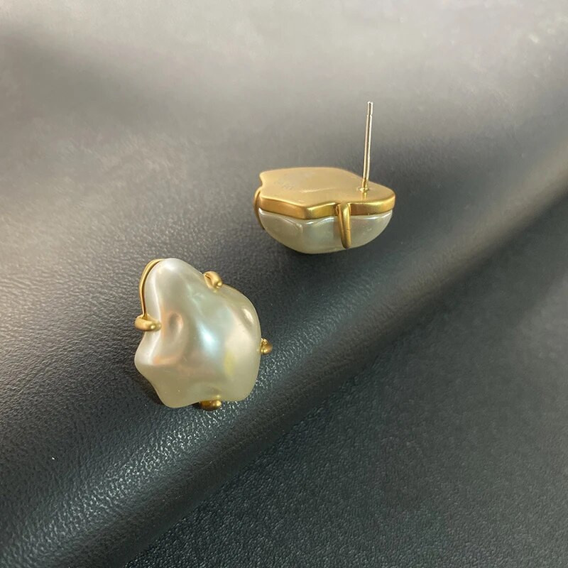 JWER jauni eleganti franču baroka pērļu auskari korejiešu modes neregulāras rotaslietas sievietēm, izsmalcināti neparasti aksesuāri