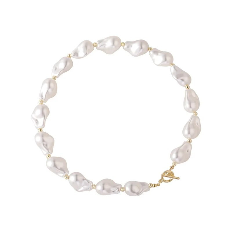 Francuski retro klasični veliki nepravilni barokni biserni OT kopča ogrlica trendovski temperament i prikladna ključna kost