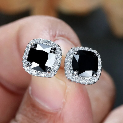 Klasszikus ezüst színű esküvői fülbevaló zöld opál négyzet kő fülbevaló többszínű kristály kis fülbevaló női ékszer