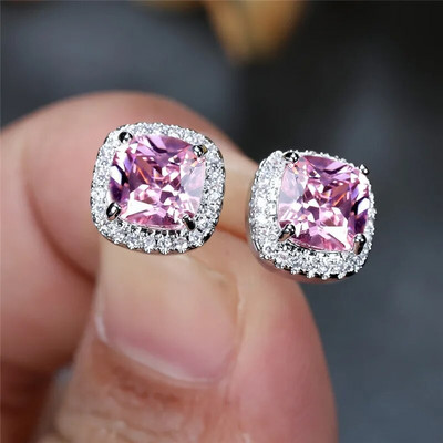 Klasszikus ezüst színű esküvői fülbevaló zöld opál négyzet kő fülbevaló többszínű kristály kis fülbevaló női ékszer