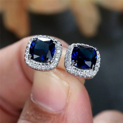 Klasszikus ezüst színű esküvői fülbevaló zöld opál négyzet kő fülbevaló többszínű kristály kis fülbevaló női ékszer