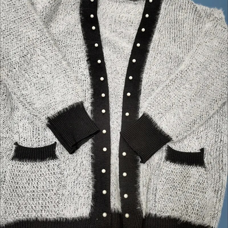 Rudens Ziemas Biezs Silts Šiks Pērlīšu jaciņš Sieviešu korejiešu Modes Brīvi trikotāžas Mēteļi Jauns Ikdienas, Mīksts Streetwear Sieviešu džemperis