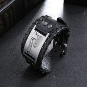 Nordic Totem Charm Wide Leather Narukvica Viking Great Axe Muška narukvica Punk kožni tkani dodaci Nakit za zabave Veleprodaja