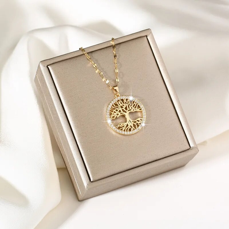 Modna klasična religiozna izrezana ogrlica s keltskim obiteljskim stablom života za žene, vintage privjesak za svadbu, poklon