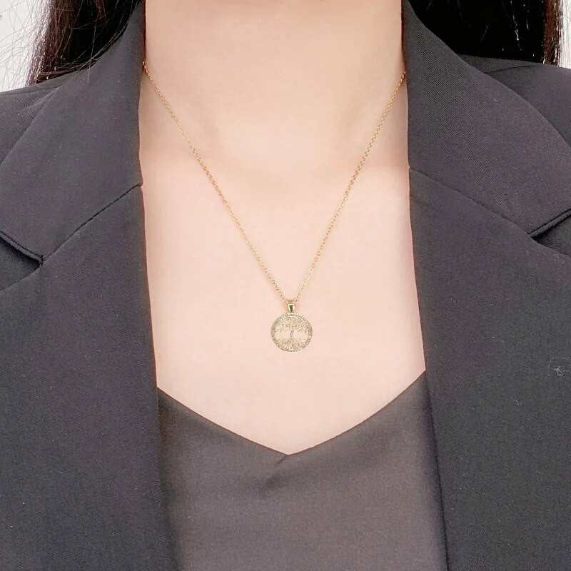 Modna klasična religiozna izrezana ogrlica s keltskim obiteljskim stablom života za žene, vintage privjesak za svadbu, poklon