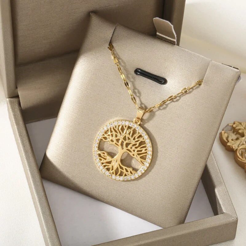 Modna klasična religiozna izrezana ogrlica s keltskim obiteljskim stablom života za žene, vintage privjesak za svadbu, poklon