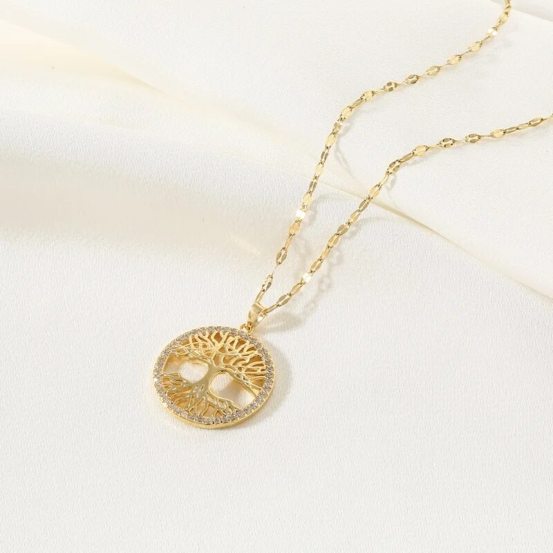 Modna klasična religiozna izrezana ogrlica s keltskim obiteljskim stablom života za žene, vintage privjesak za svadbu, poklon