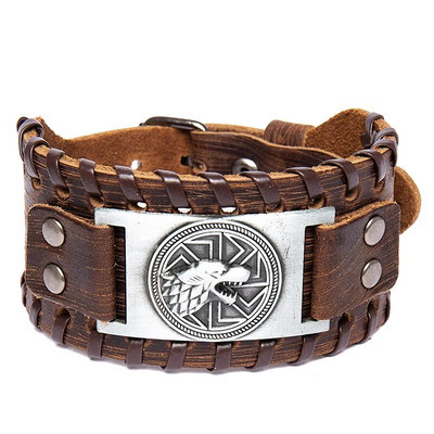 Kreatív Wolf Head Totem Viking karkötő Férfi karkötő Új divatos bőr szőtt kiegészítők party ékszerek Hip Hop punk ékszerek