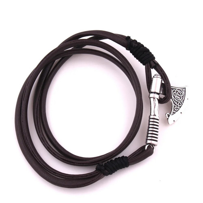 Kožna višeslojna vikinška narukvica s sjekirom za muškarce Irish Knot Hatchet Ručno izrađena pletena gusarska narukvica Modni nakit Rođendanski dar