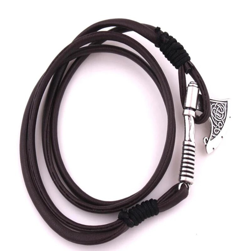 Kožna višeslojna vikinška narukvica s sjekirom za muškarce Irish Knot Hatchet Ručno izrađena pletena gusarska narukvica Modni nakit Rođendanski dar