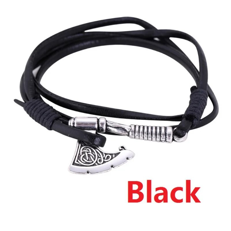 Kožna višeslojna vikinška narukvica s sjekirom za muškarce Irish Knot Hatchet Ručno izrađena pletena gusarska narukvica Modni nakit Rođendanski dar