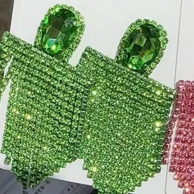 Letné nové horúce trendy 2023, zelené ružové krištáľové strapcové náušnice pre ženy, párty doplnky, visiace náušnice s kamienkami, darčeky
