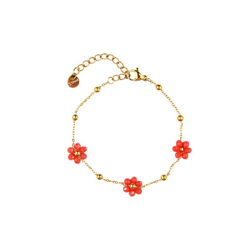 CARLIDANA Trendy narukvica s privjescima od 3 cvijeta za žene Bohemija Lanac od šarenih perli od tratinčica Narukvica od nehrđajućeg čelika Besplatna dostava