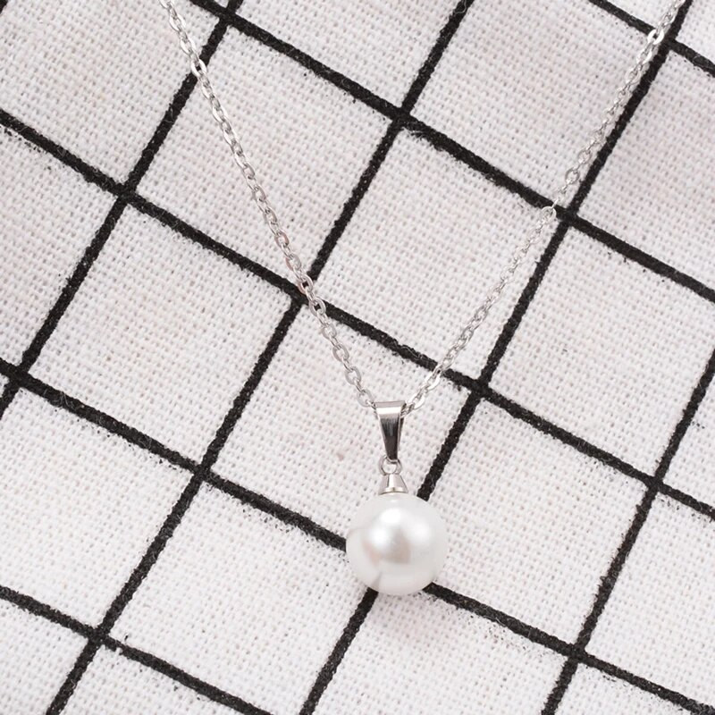 Nerūsējošā tērauda ķēdes pērļu kaklarota kulons sieviešu kaklasaites rotaslietas labākā dāvana