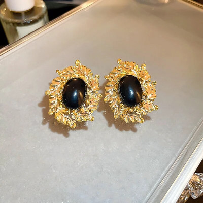 Viduslaiku vintage akrila ovāls metāla lapu ģeometriski auskari franču galma stilā eleganti auskari sievietēm sieviešu rotaslietas