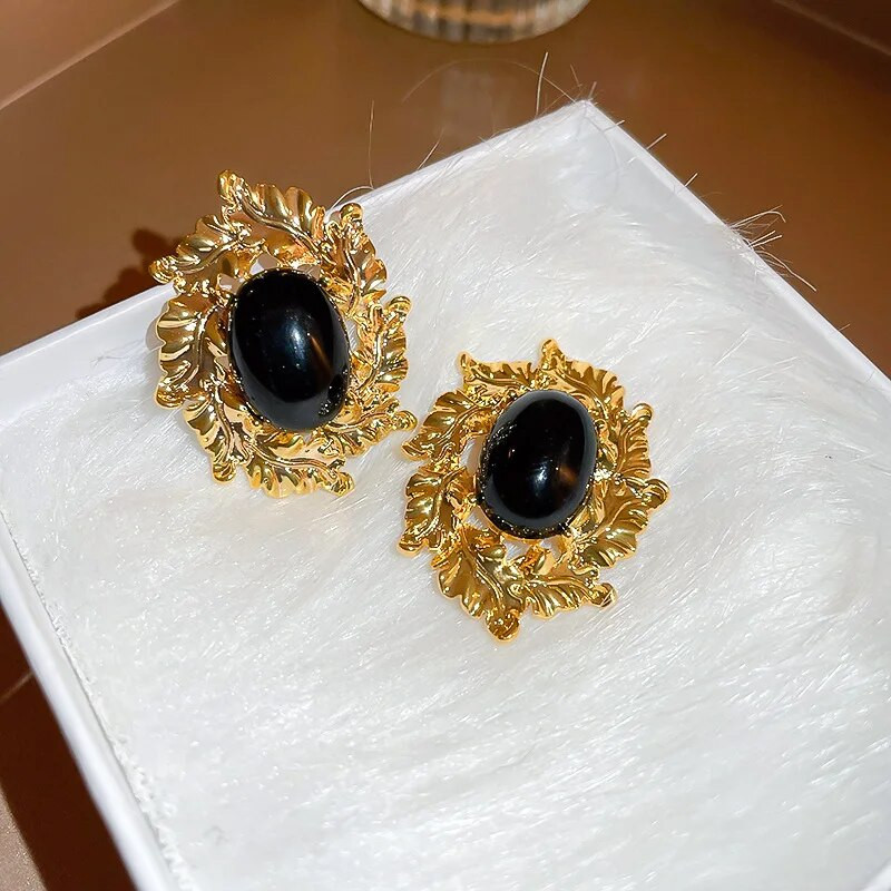 Viduslaiku vintage akrila ovāls metāla lapu ģeometriski auskari franču galma stilā eleganti auskari sievietēm sieviešu rotaslietas