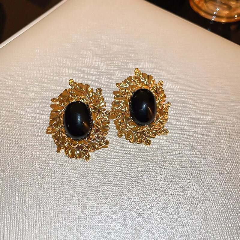 Viduslaiku vintage akrila ovāls metāla lapu ģeometriski auskari franču galma stilā eleganti auskari sievietēm sieviešu rotaslietas