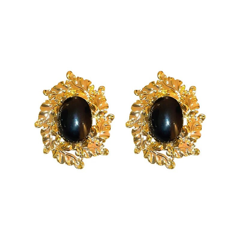 Viduslaiku vintage akrila ovāls metāla lapu ģeometriski auskari franču galma stilā eleganti auskari sievietēm sieviešu rotaslietas