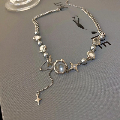 Jauna dizaina izsmalcinātas zvaigžņu ģeometriskas kristāla ķēdes, kaklarotas, korejiešu modes spīdīgas rotaslietas sievietēm jubilejas kāzām