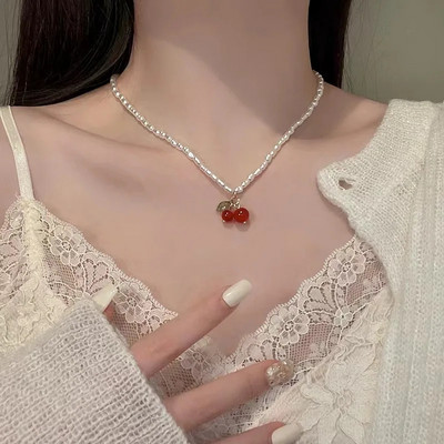 Mieli vyšnių perlų vėriniai moterims Baroko stiliaus perlų raktikaulio grandinėlė apykaklės karoliai mergaičių kaklo grandinėlės Statement Choker papuošalai
