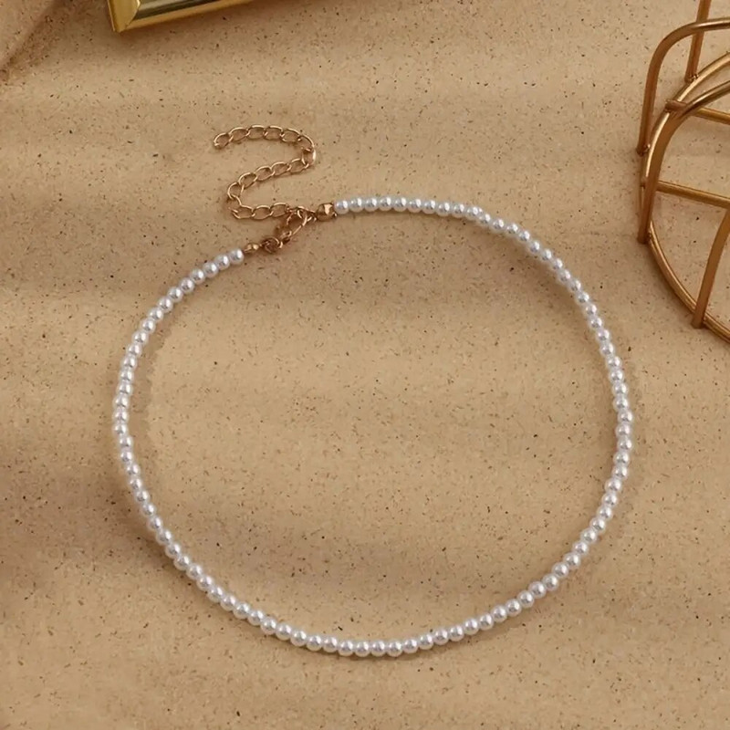 Vintage stila vienkāršas dabīgas saldūdens pērļu ķēdes kaklarotas sievietēm kāzu mīlestības dāvanu kaklarotas modes šarms rotaslietas