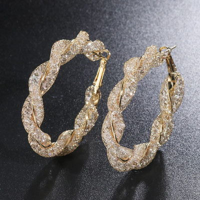 Jauni 1 pāris ģeometriski apļveida apaļi auskari sievietēm Brincos kubiskā cirkonija savīti auskari zelta krāsā ballītes rotaslietas dāvana