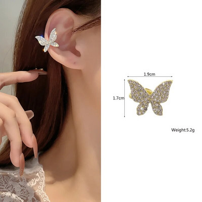 Korėjos mados drugelio ausų rankogaliai be auskarų, putojantis cirkonis, moteriški auskarai, vestuvių vakarėlio papuošalai, ausų segtukai