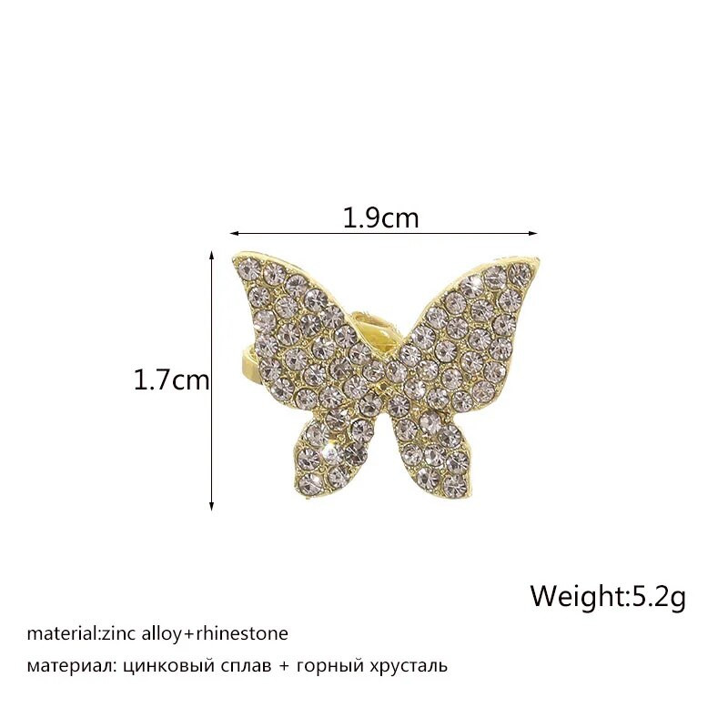 Korėjos mados drugelio ausų rankogaliai be auskarų, putojantis cirkonis, moteriški auskarai, vestuvių vakarėlio papuošalai, ausų segtukai