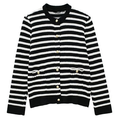 Ζακέτα TRAFZA Γυναικεία Πλέξιμο Ριγέ κλωστή V Λαιμόκοψη Γυναικεία πουλόβερ με τσέπες Κομψά και κομψά γυναικεία ρούχα