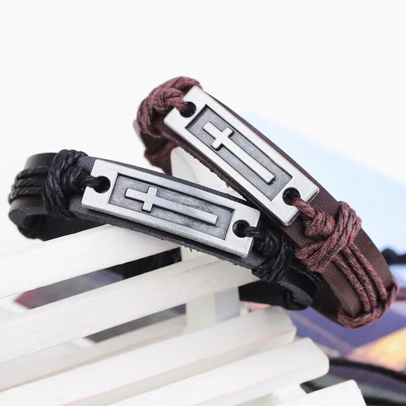 Moderna krusta rokassprādze vīriešiem panku hiphopa ielas modes reliģisko ballīšu rotaslietas aksesuāri regulējamas mežģīnes aproces