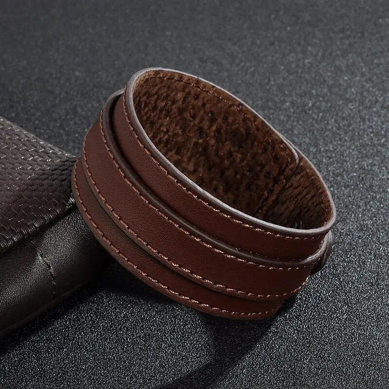 Jiayiqi modes vīriešu ādas rokassprādzes aproču virves rokassprādze dubultā plata melna brūna krāsa vintage panku unisex rotaslietas aproce dāvanas