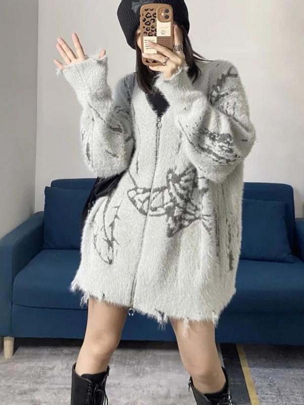 Sieviešu jaciņa rudens V veida kakla rāvējslēdzējs brīvs korejiešu stils Ikdienas Preppy Students Mode High Street Chic Кардиган Женский