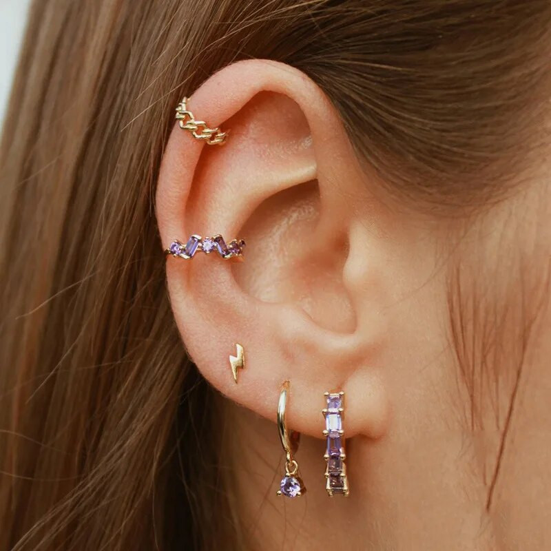 2 db rozsdamentes acél cirkónia kis karikás fülbevaló nőknek Little Huggies csepp medál porcos fülbevaló piercing ékszer