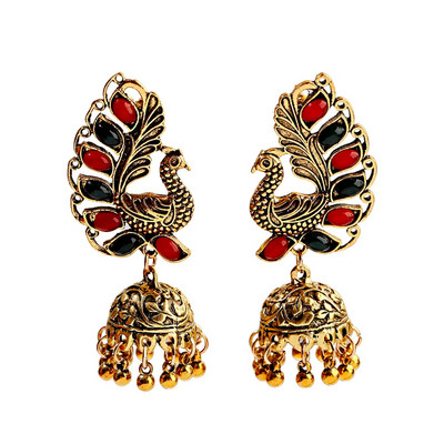 Cercei geometrici turci Jhumka pentru femei noi, etnici, vintage, bijuterii indiene, cercei suspendați cu ciucuri de culoare aurie, bijuterii pentru curcan