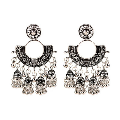 Cercei geometrici turci Jhumka pentru femei noi, etnici, vintage, bijuterii indiene, cercei suspendați cu ciucuri de culoare aurie, bijuterii pentru curcan