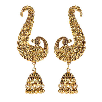 Cercei geometrici turci Jhumka pentru femei noi, etnici, vintage, bijuterii indiene, cercei suspendați cu ciucuri de culoare aurie, bijuterii pentru curcan