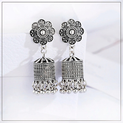 Cercei geometrici turci Jhumka pentru femei noi, etnici, vintage, bijuterii indiene, cercei suspendați cu ciucuri de culoare aurie, bijuterii pentru curcan