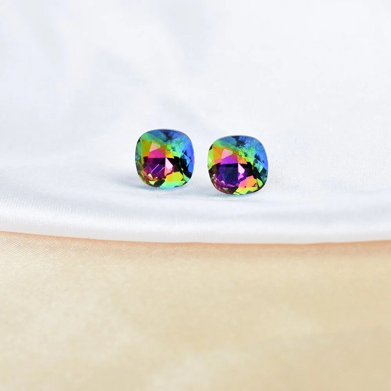 Moderni minimālisma krāsaini kvadrātveida kristāla auskari sievietēm ģeometriski rotaslietas sieviešu kāzu ballītes dāvanas Boucle D'Oreille