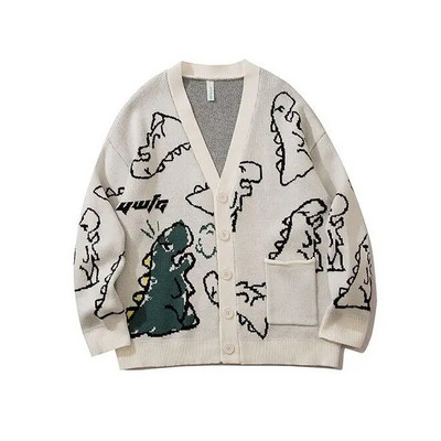 V veida kaklasaites jaciņa sievietēm Baggy karikatūra Preppy Knitting Кардиган Женский Vintage Schoolgirl Ins Designer Paneled Korejiešu Mode Jaunums