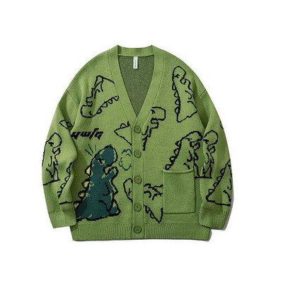 V veida kaklasaites jaciņa sievietēm Baggy karikatūra Preppy Knitting Кардиган Женский Vintage Schoolgirl Ins Designer Paneled Korejiešu Mode Jaunums