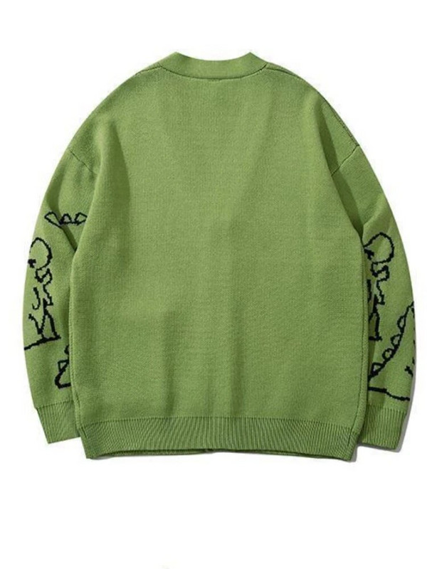 V veida kaklasaites jaciņa sievietēm Baggy karikatūra Preppy Knitting Кардиган Женский Vintage Schoolgirl Ins Designer Paneled Korejiešu Mode Jaunums