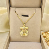 Mielas meškiuko pakabukas, vario inkrustuotas cirkonio karoliai moterims nerūdijančio plieno grandinėlės vestuvių vakarėlio jubiliejaus dovanos papuošalai