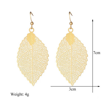 Vintage Boho Ethnic Dangle Drop σκουλαρίκια για γυναίκες Γυναικεία μόδα Σκουλαρίκια με χρυσά φύλλα Αξεσουάρ κοσμήματος