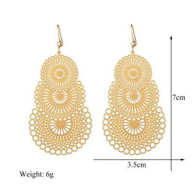 Vintage Boho Ethnic Dangle Drop σκουλαρίκια για γυναίκες Γυναικεία μόδα Σκουλαρίκια με χρυσά φύλλα Αξεσουάρ κοσμήματος
