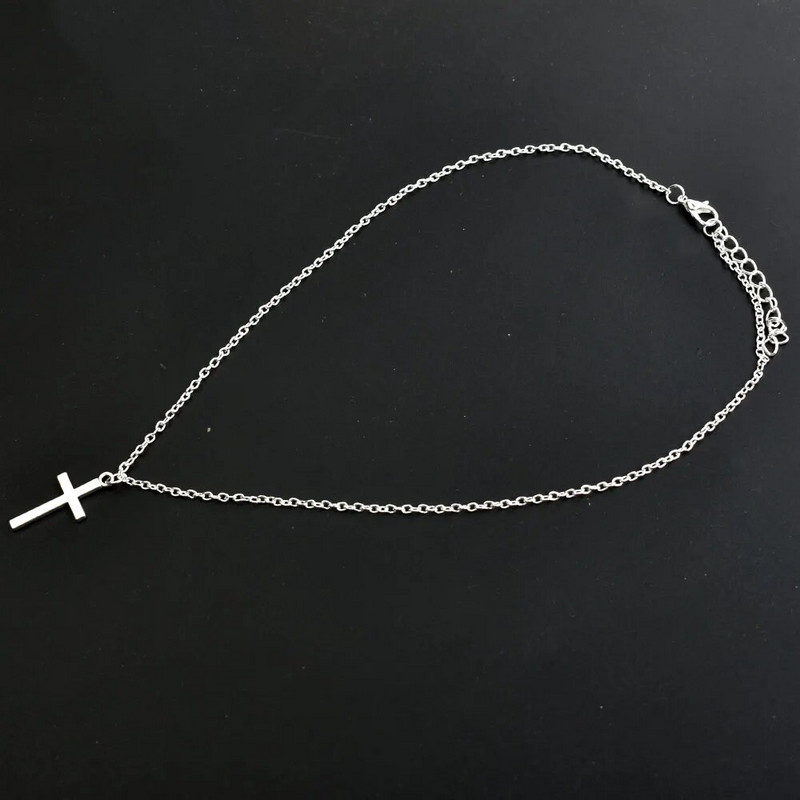 Vienkāršs krusts Kuloni Kaklarotas Sieviešu Sudraba Krāsa Ķēdes Kaklarota Sieviešu Bohēmijas Metāla Juvelierizstrādājumi Bijoux apkakles