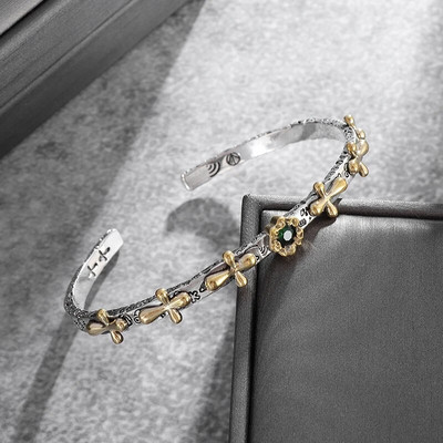 Ρετρό Ασημί Χρώμα Απλό Ρυθμιζόμενο Πλεκτό Βραχιόλι σε σχήμα C κατάλληλο για μοντέρνα casual κοσμήματα ανδρών και γυναικών