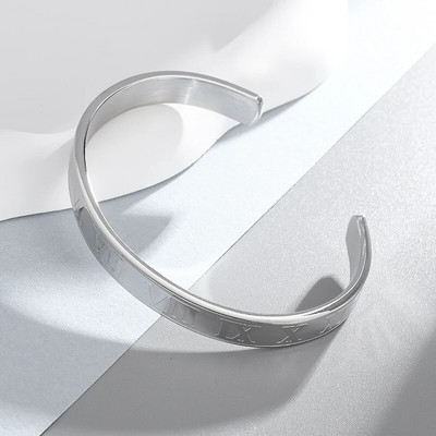 Ρετρό Ασημί Χρώμα Απλό Ρυθμιζόμενο Πλεκτό Βραχιόλι σε σχήμα C κατάλληλο για μοντέρνα casual κοσμήματα ανδρών και γυναικών