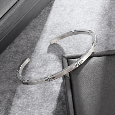 Ρετρό Ασημί Χρώμα Απλό Ρυθμιζόμενο Πλεκτό Βραχιόλι σε σχήμα C κατάλληλο για μοντέρνα casual κοσμήματα ανδρών και γυναικών